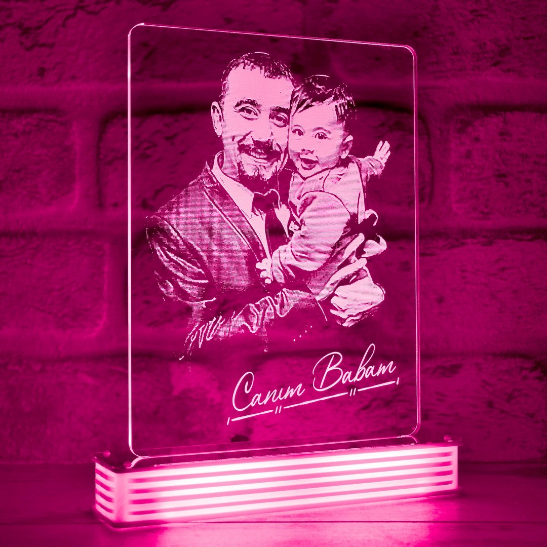 Babalara Özel Resimli LED Lamba Babaya Hediye