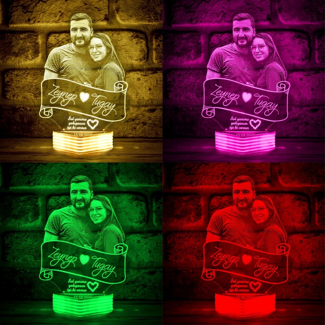 Sevgiliye Hediye Fotoğraflı 3D Lamba