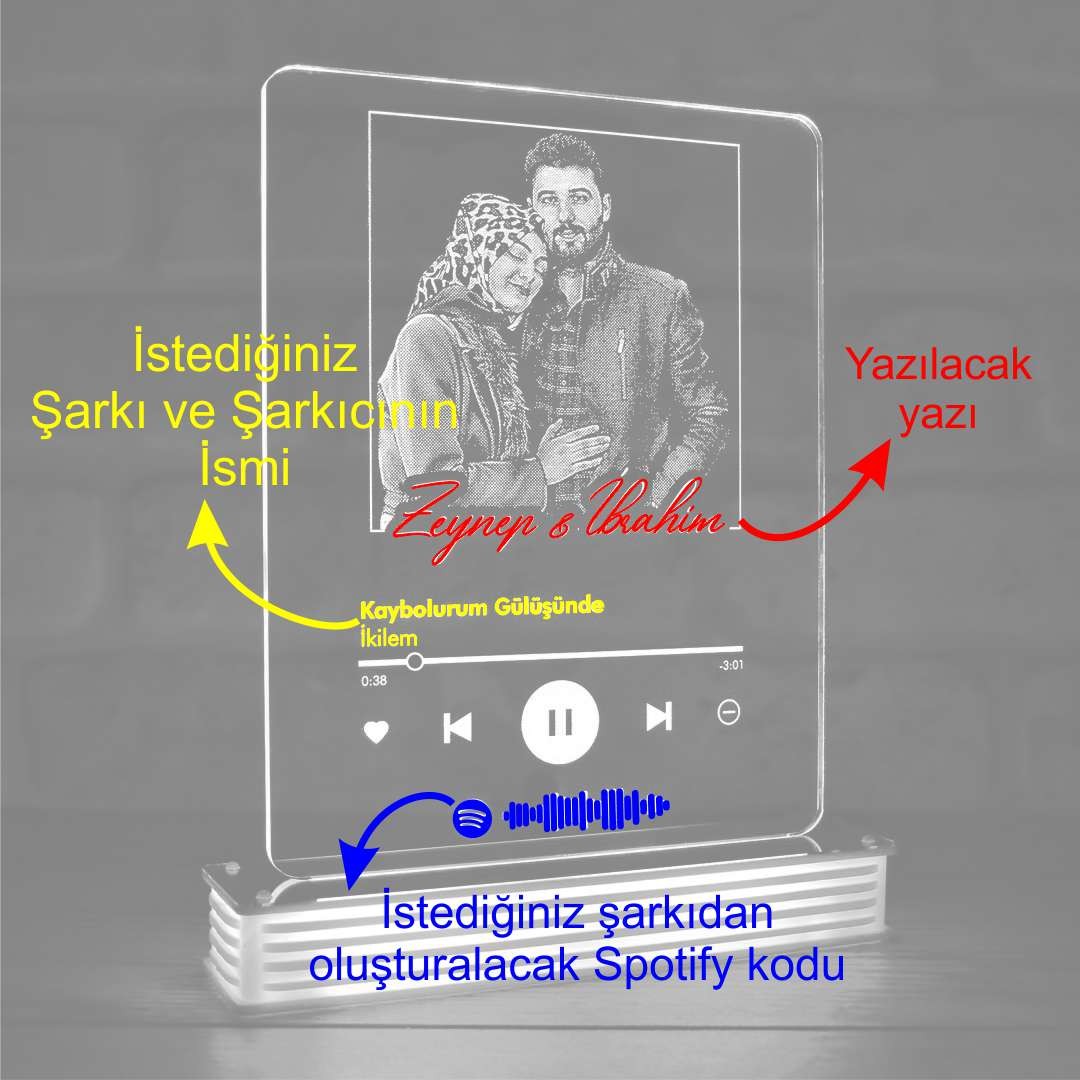 Spotify Müzik Kodlu Kişiye Özel 3D LED Lamba
