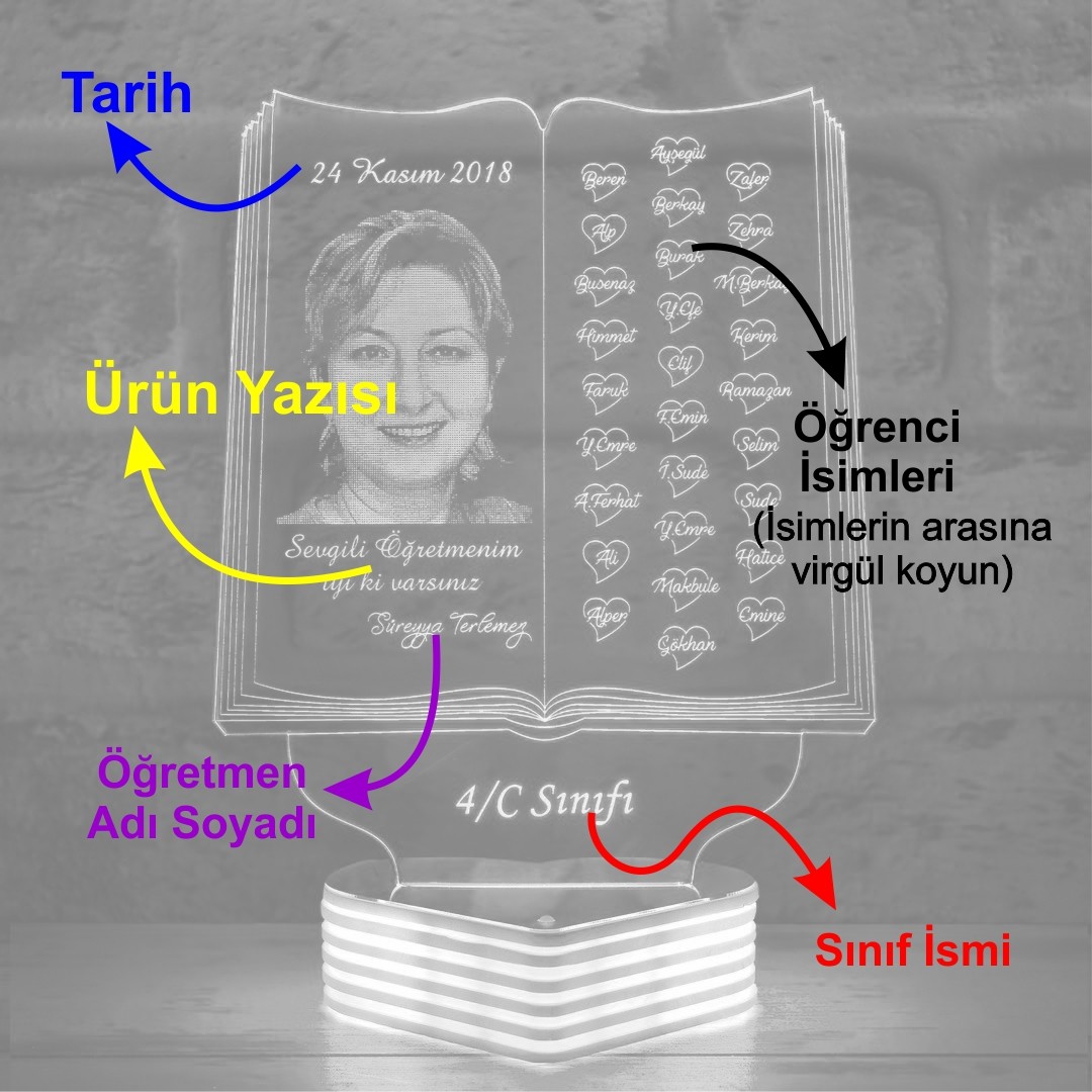 Öğretmene Hediye Sınıf Öğretmenine Hediye 3D Lamba