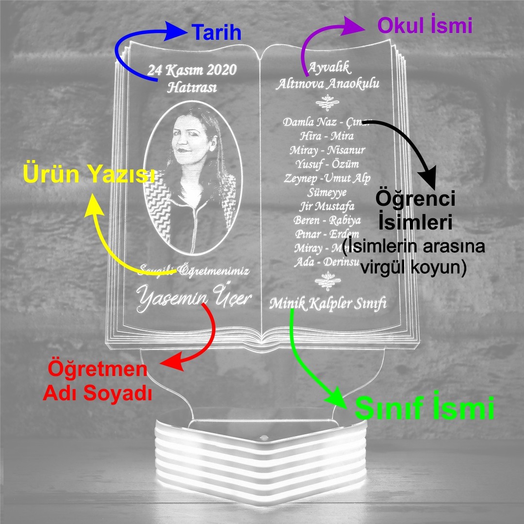 Anaokulu Öğretmenine Hediye 3D Lamba