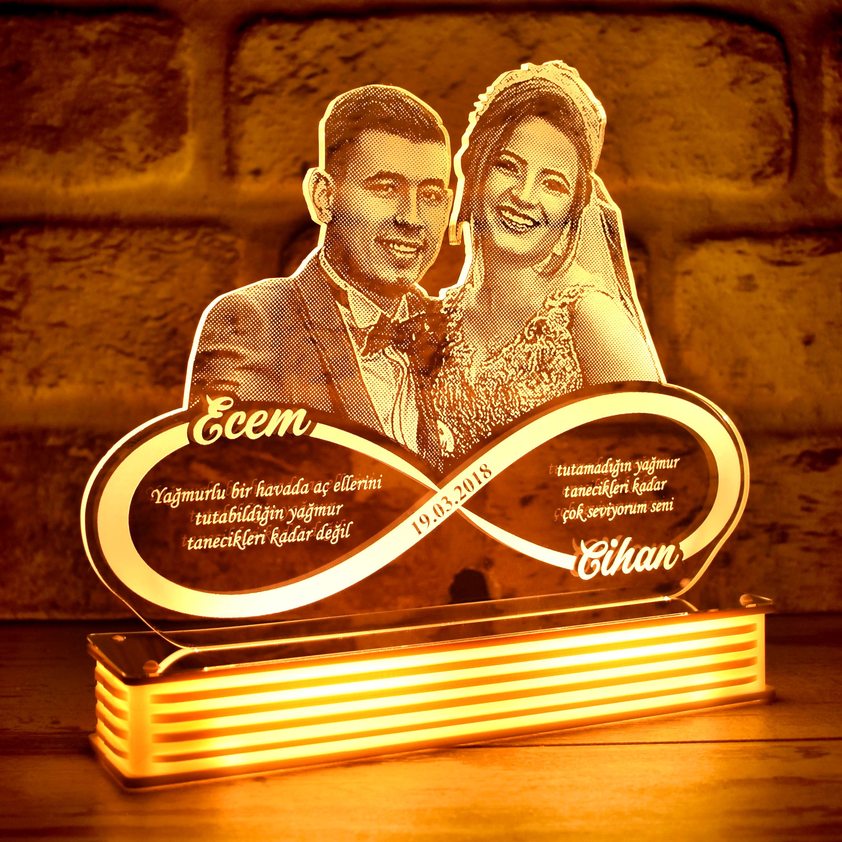 Evlilik Yıldönümü Hediyesi, Eşe Yıldönümü Hediyesi, 3D LED Lamba