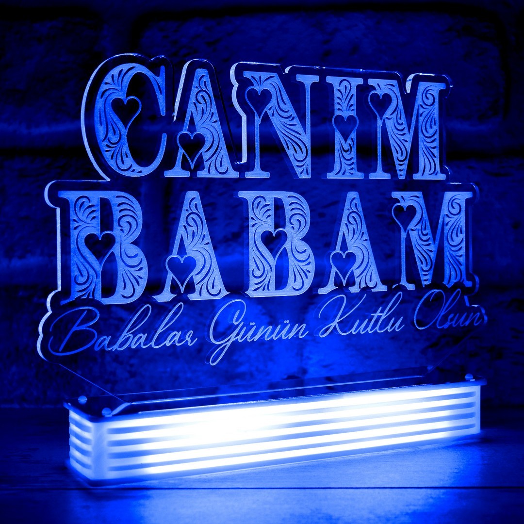 Canım Babama Hediye, Resimli 3D Lamba