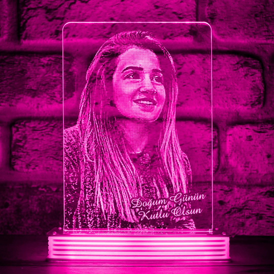 Kadına Hediye Arkadaşa Hediye Resimli 3D Lamba