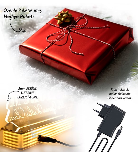 Yağmur Efektli Aşk Lambası Resimli 3D Lamba