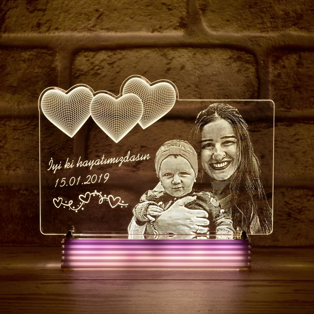 Anneye Hediye, Fotoğraflı Aydınlatma 3D Lamba