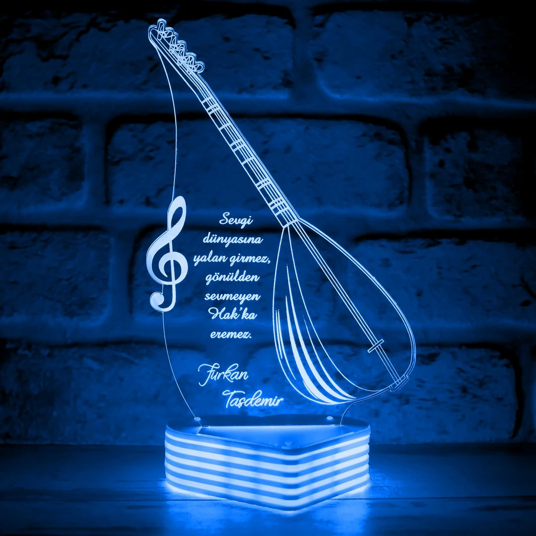 Saz Hediyesi Saz Çalana Saz Hocasına Hediye 3D Lamba