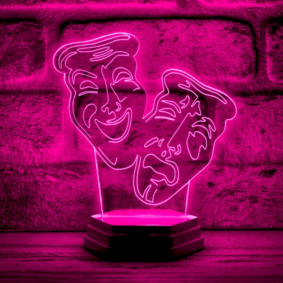Tiyatro Severler için Kişiye Özel Tiyatro Mask 3D Lamba