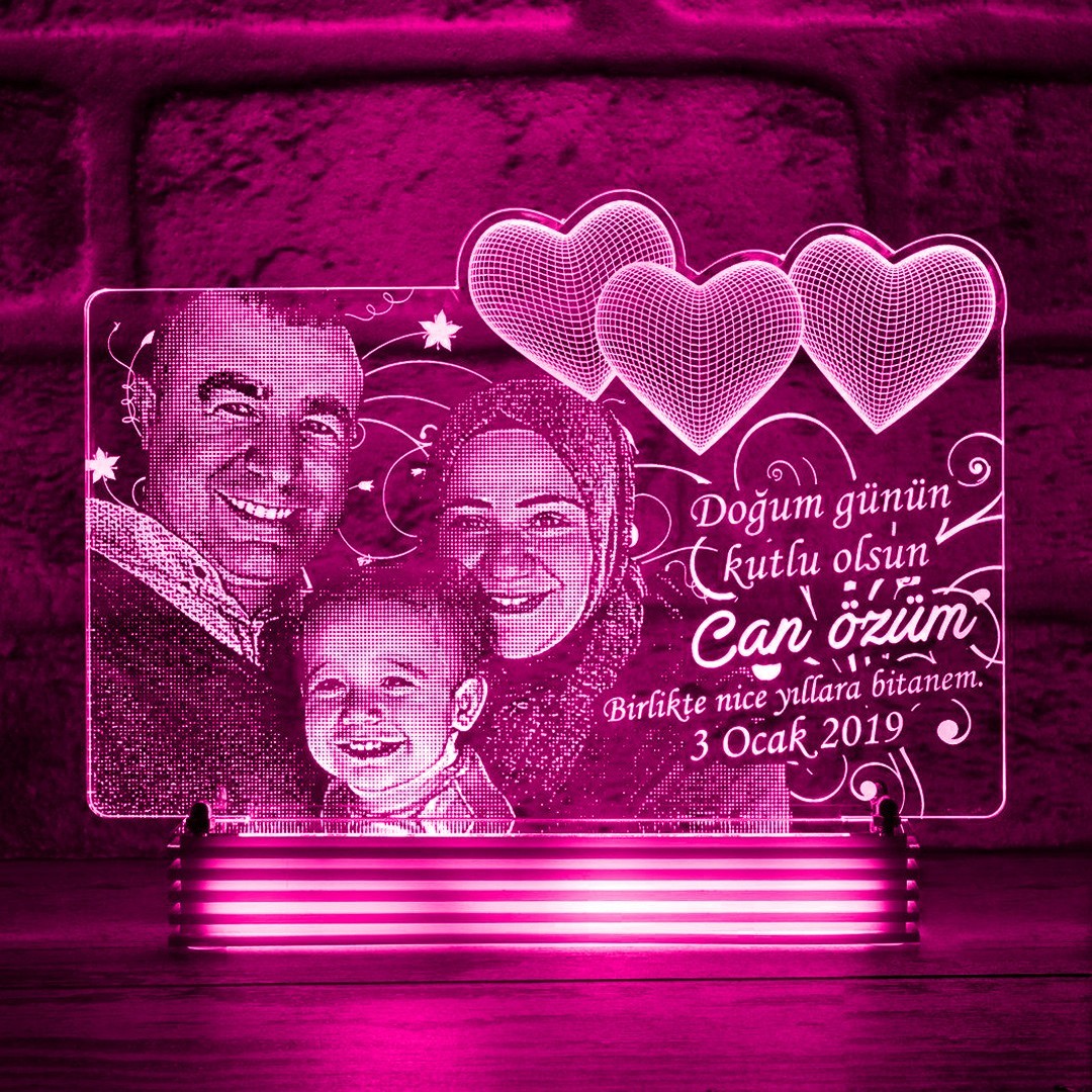 Kişiye Özel, Aile Hediyesi Fotoğraflı LED Lamba