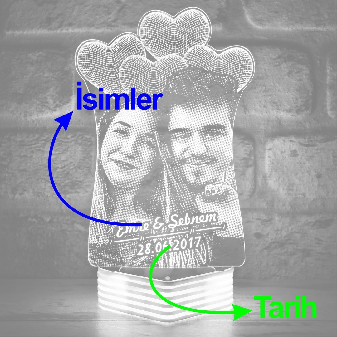 Sevgiliye Hediye Resimli 3D Lamba