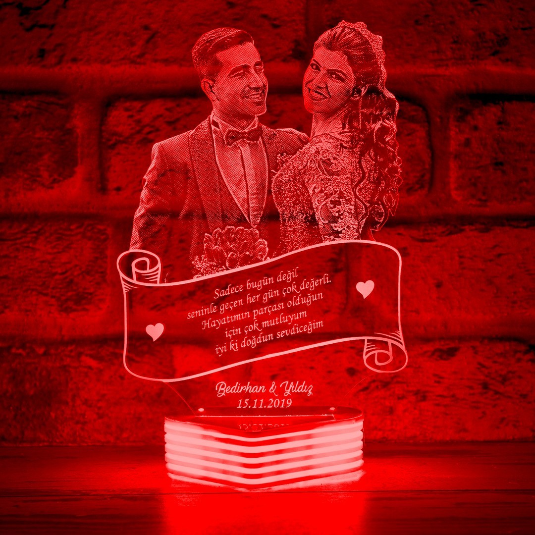 Yeni Evlilere, Gelin Damat Hediyesi Led Lamba