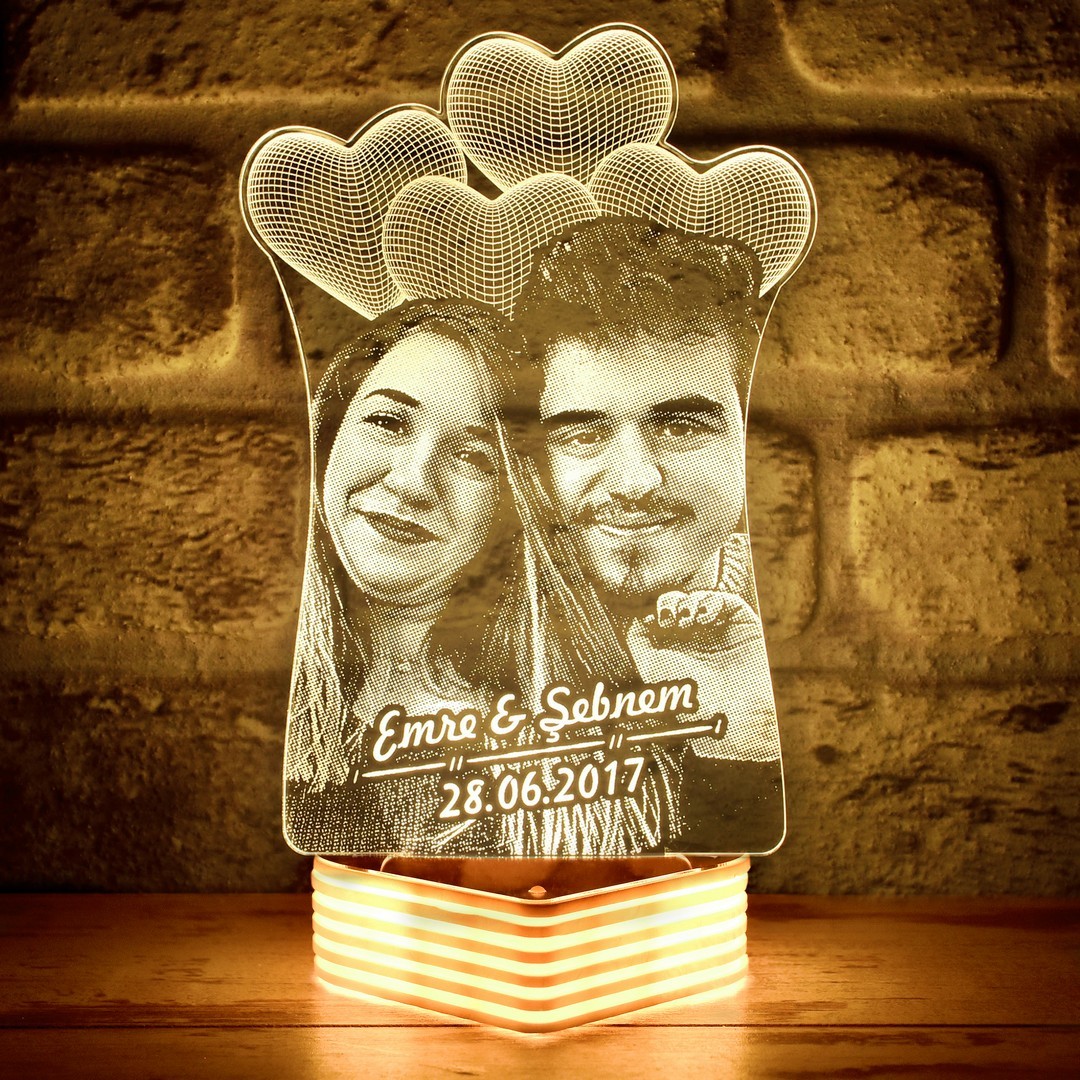 Sevgiliye Hediye Resimli 3D Lamba