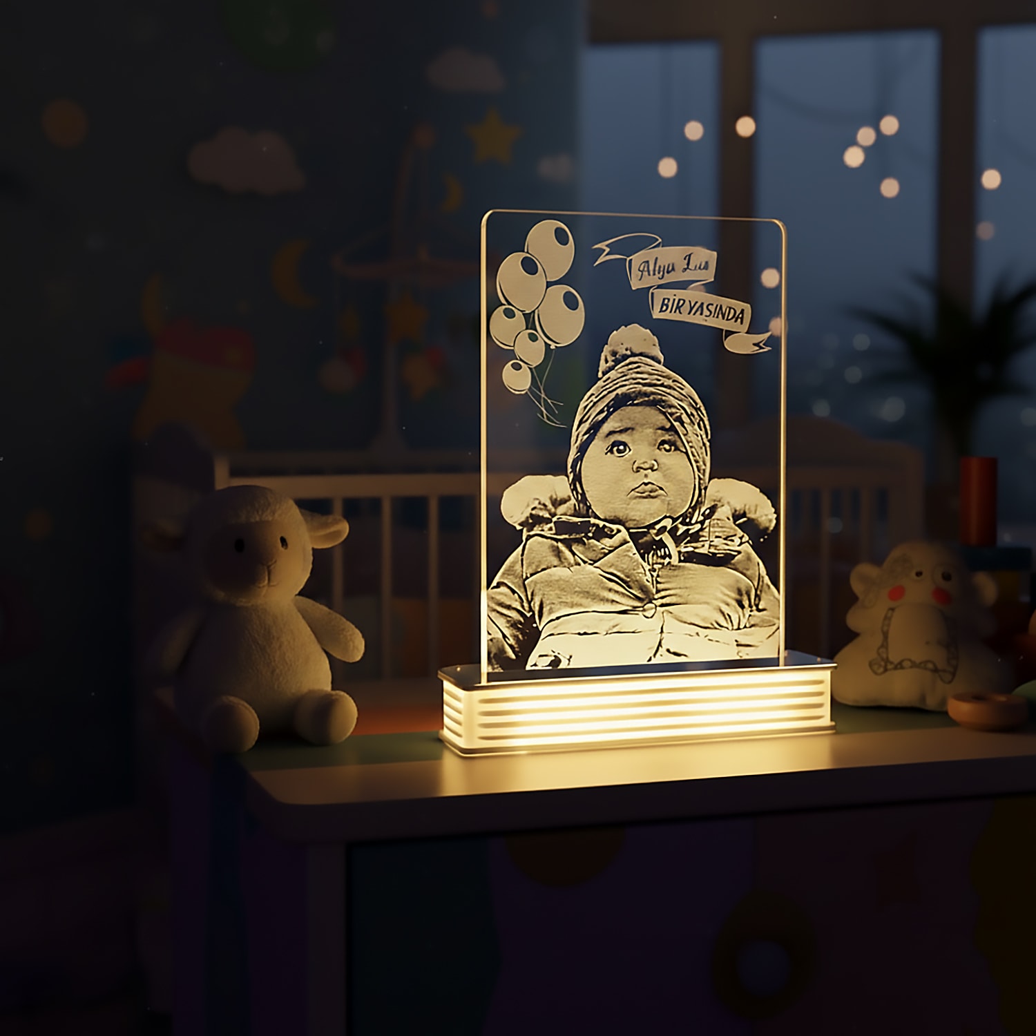 Erkek Çocuğa Hediye Balonlu 3D Lamba