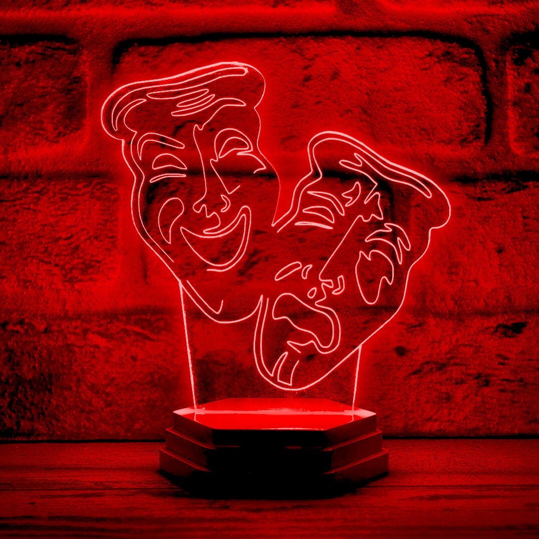 Tiyatro Severler için Kişiye Özel Tiyatro Mask 3D Lamba