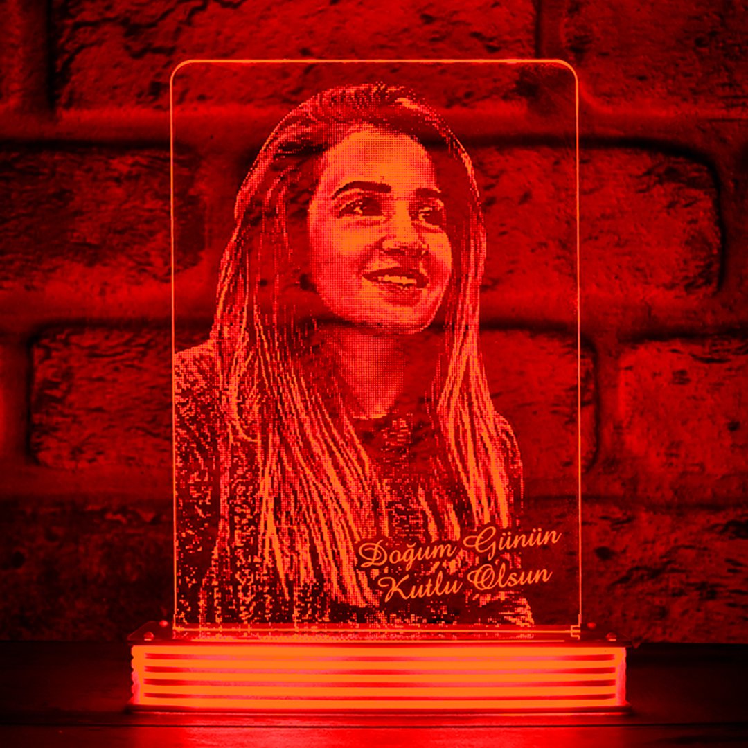 Kadına Hediye Arkadaşa Hediye Resimli 3D Lamba