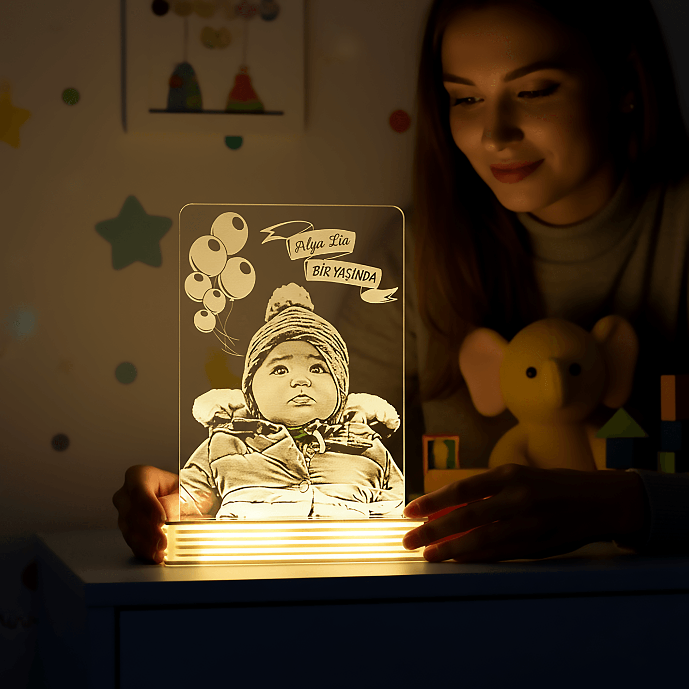 Erkek Çocuğa Hediye Balonlu 3D Lamba