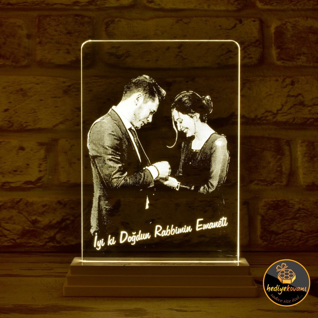 Nişanlılara Özel Fotoğraflı Nişan Hediyesi LED Lamba