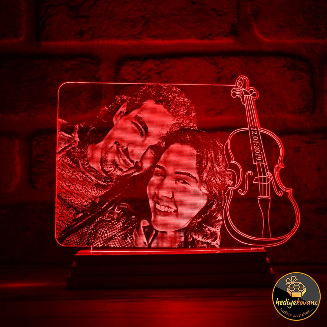 Keman Hediyesi Keman Çalana Keman Hocasına Hediye 3D Lamba