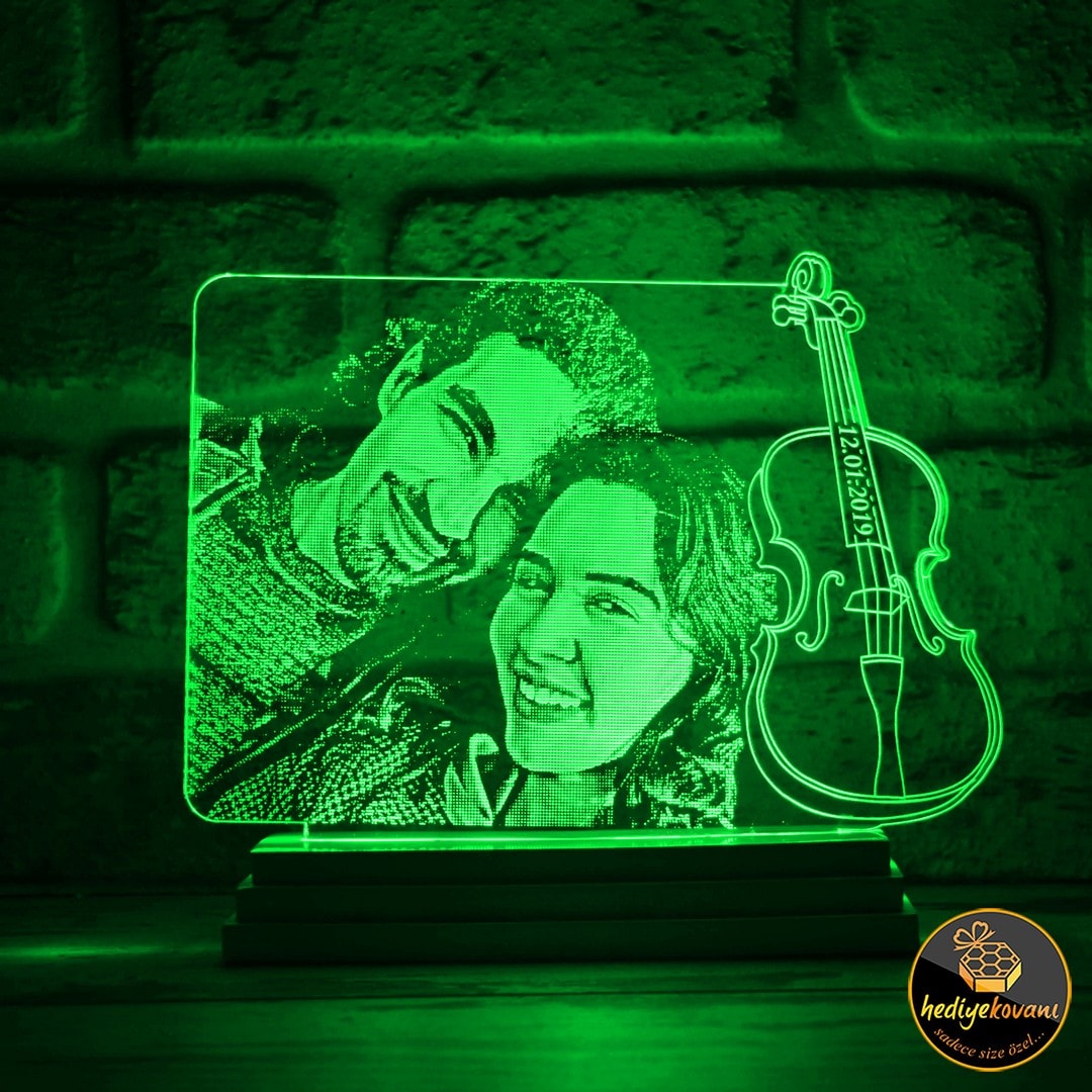 Keman Hediyesi Keman Çalana Keman Hocasına Hediye 3D Lamba