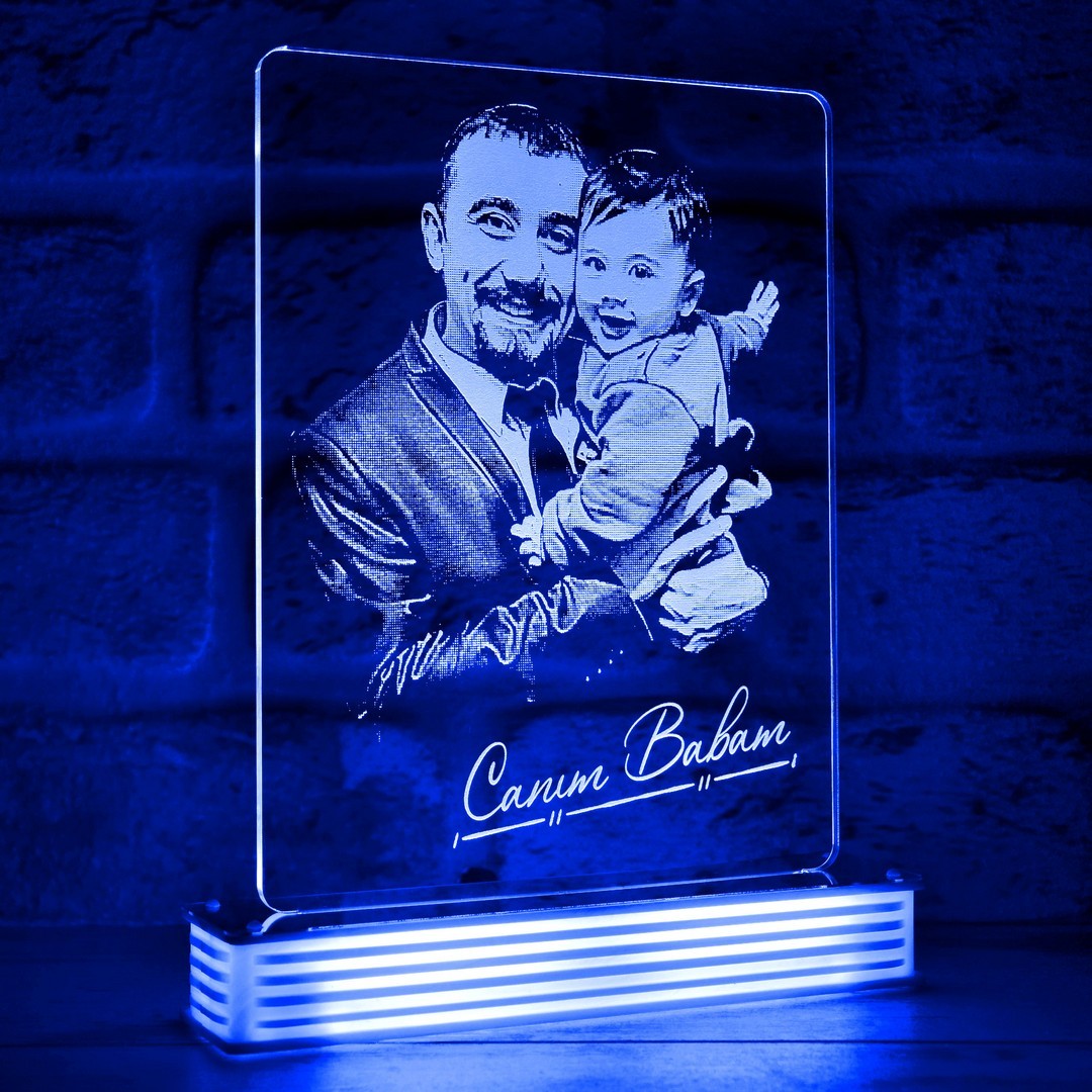 Babalara Özel Resimli LED Lamba Babaya Hediye