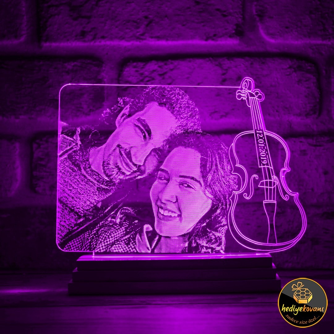 Keman Hediyesi Keman Çalana Keman Hocasına Hediye 3D Lamba