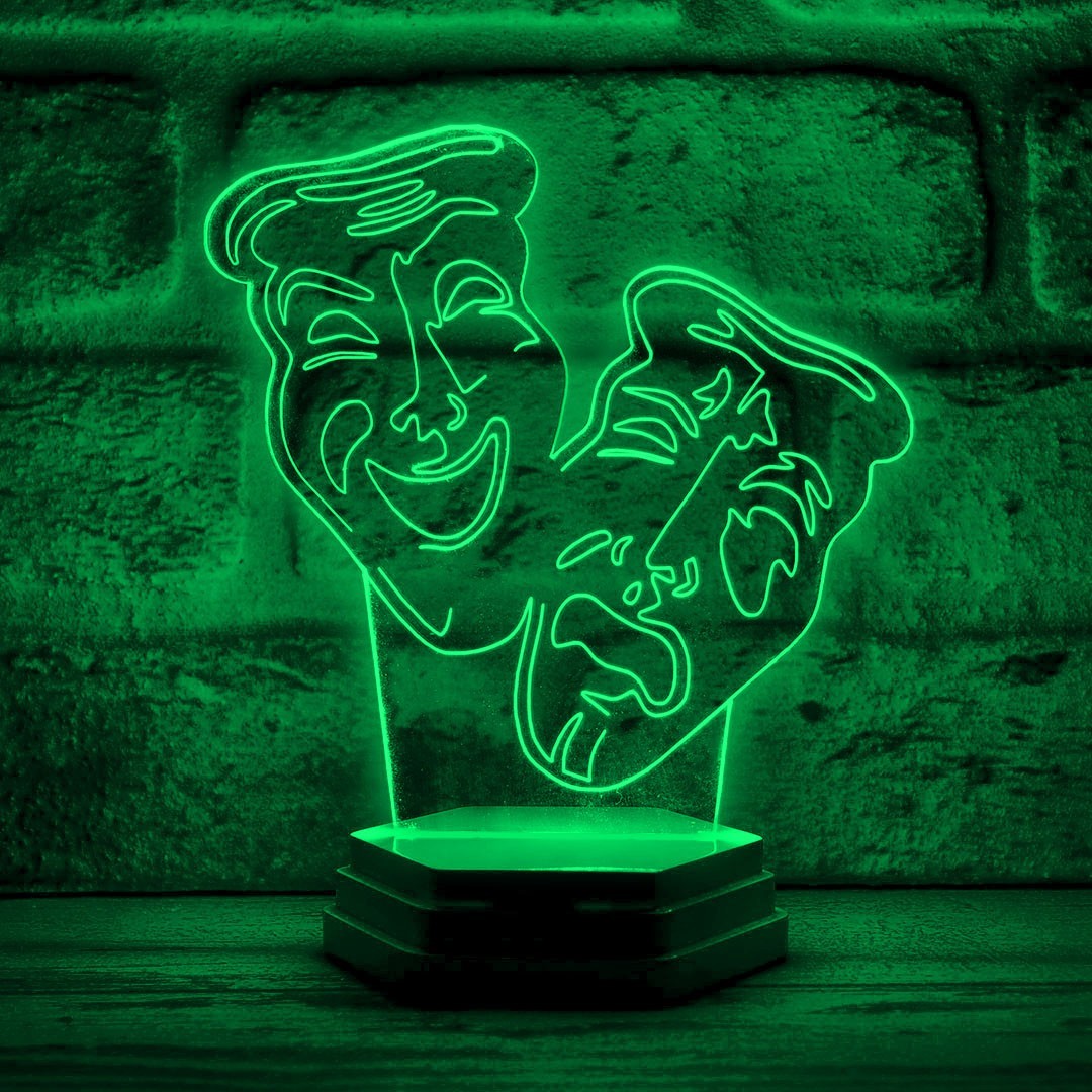 Tiyatro Severler için Kişiye Özel Tiyatro Mask 3D Lamba