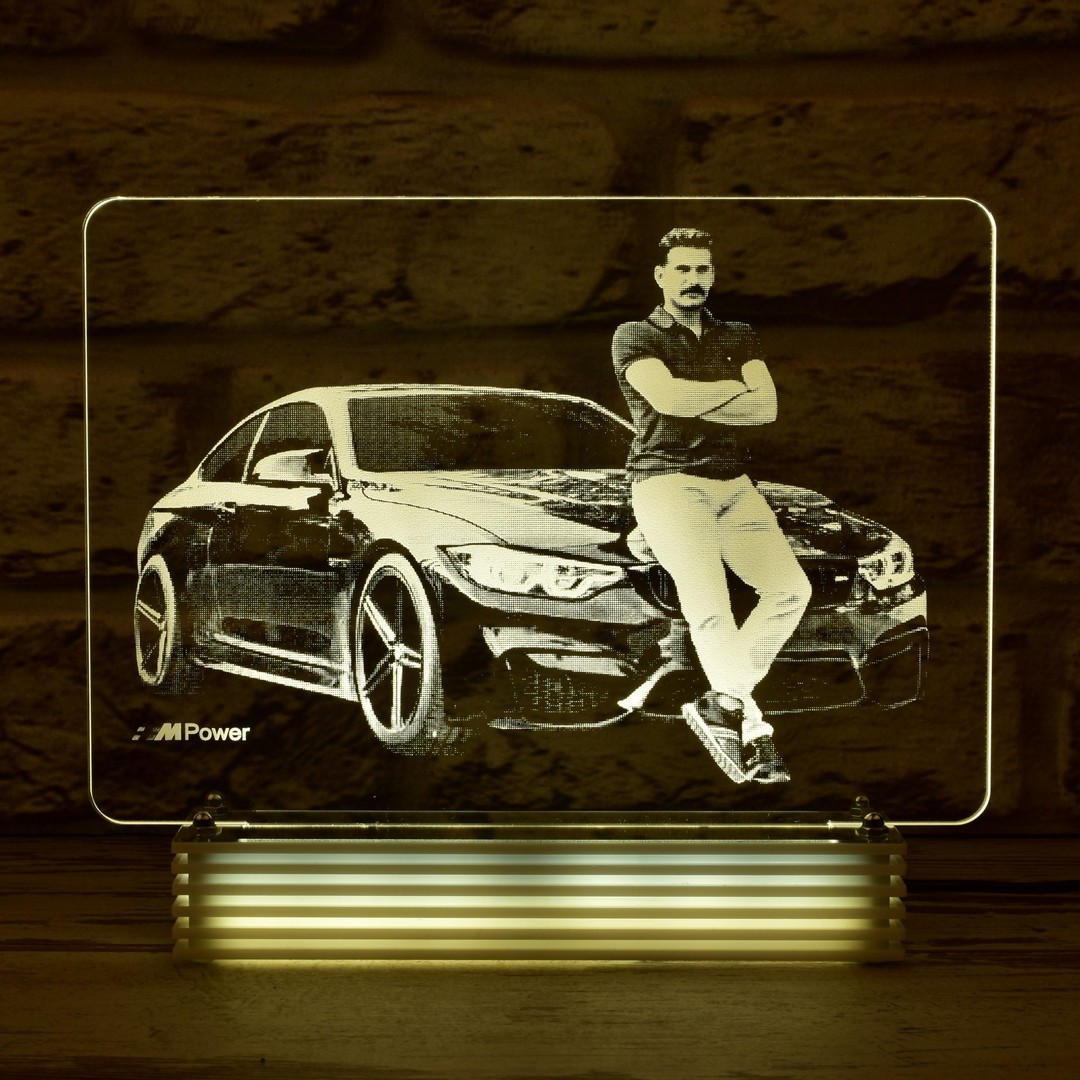 Erkeğe Hediye, Arabasını Seven Beylere Fotoğraflı LED Lamba