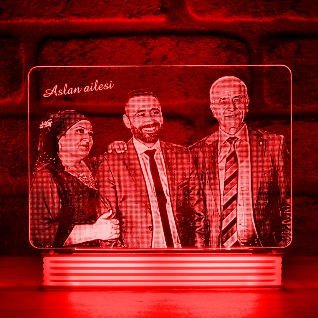 Aileye Hediye Anne Babaya Özel Fotoğraflı 3D Lamba