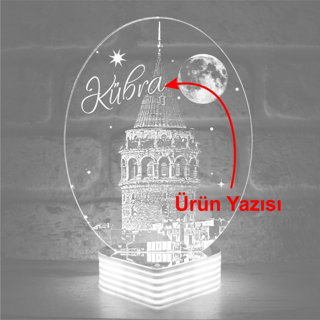 Galata Kulesi 3D Lamba, Sevdiklerinize Hediye İstanbul Silüeti 3D Lamba