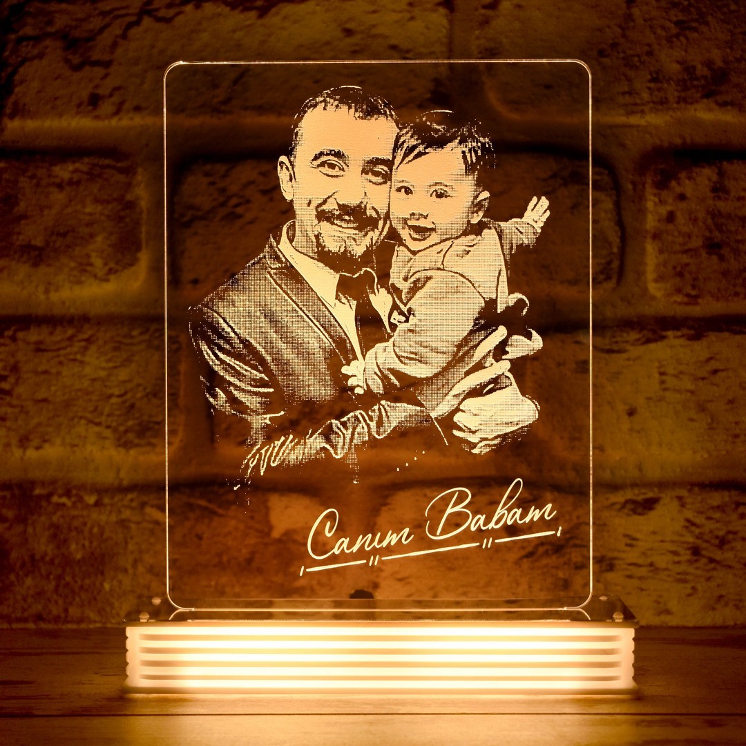 Babalara Özel Resimli LED Lamba Babaya Hediye