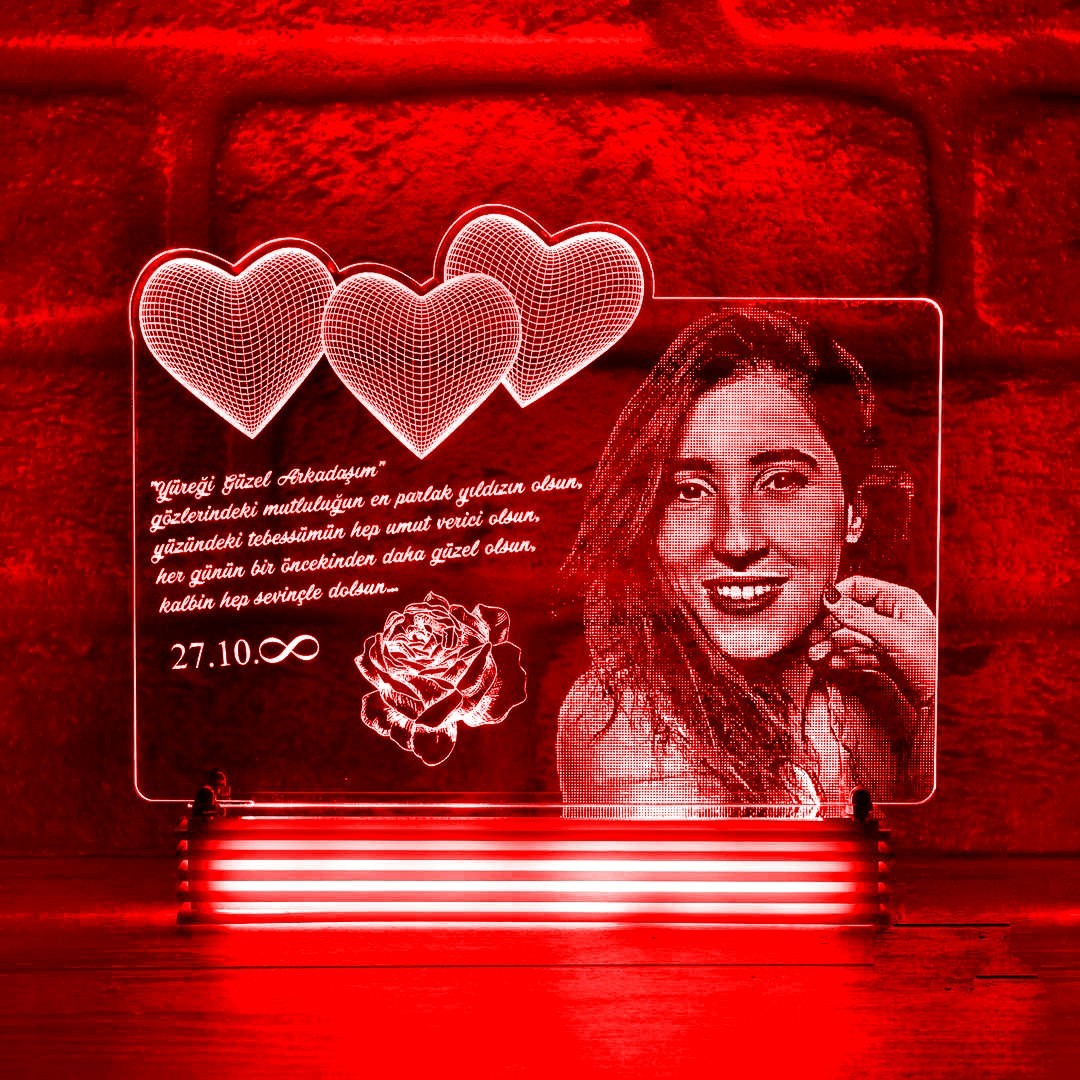 Kadına Hediye, Bayan Arkadaşa Hediye Fotoğraflı LED Lamba
