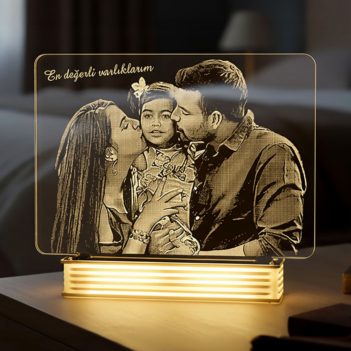 Aileye Hediye Resimli 3D Lamba