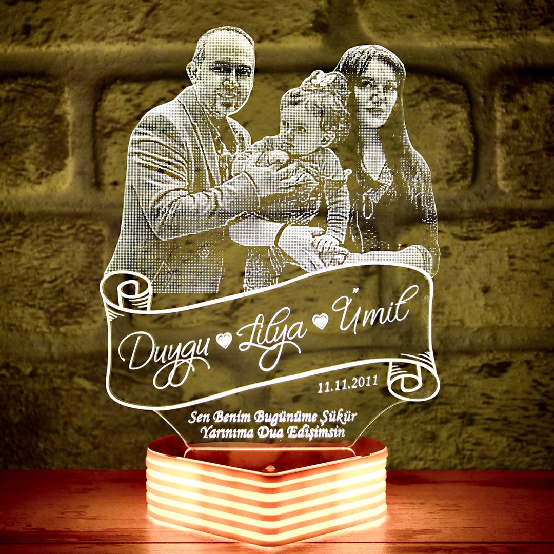 Aileye Hediye 3D Lamba