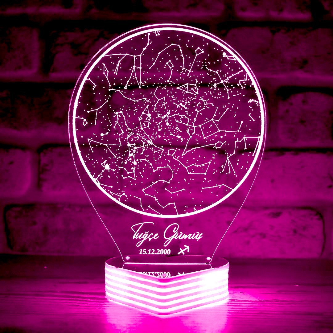 Burç Simgeli Gökyüzü Haritası, Kişiye Özel 3D LED Lamba
