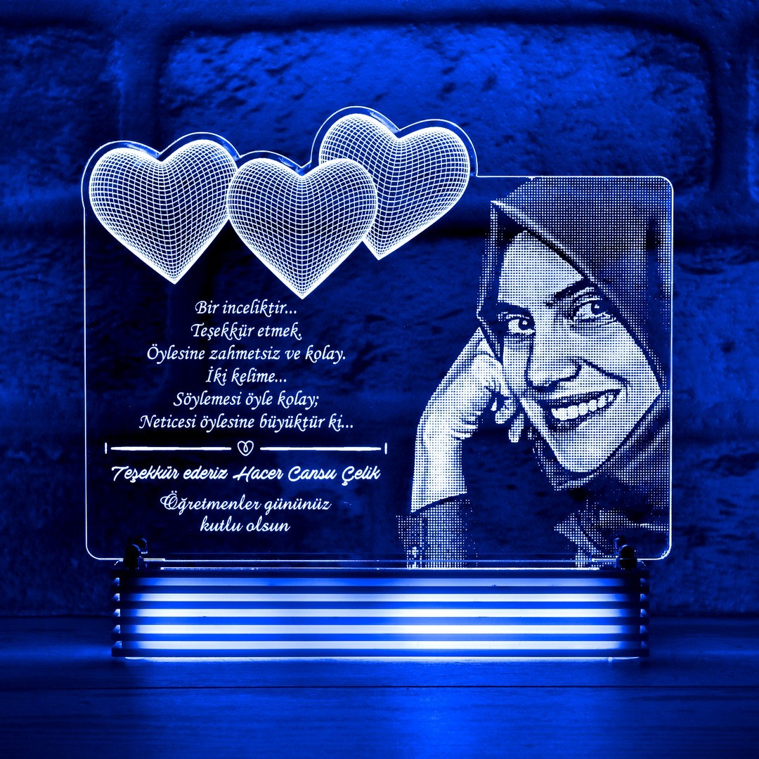 Öğretmene Hediye Fotoğraflı 3D Lamba