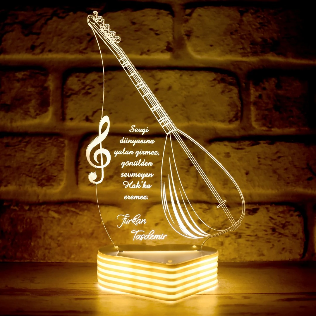 Saz Hediyesi Saz Çalana Saz Hocasına Hediye 3D Lamba