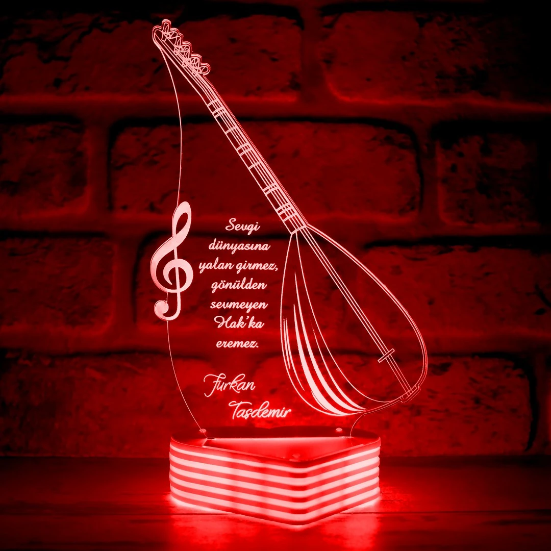 Saz Hediyesi Saz Çalana Saz Hocasına Hediye 3D Lamba