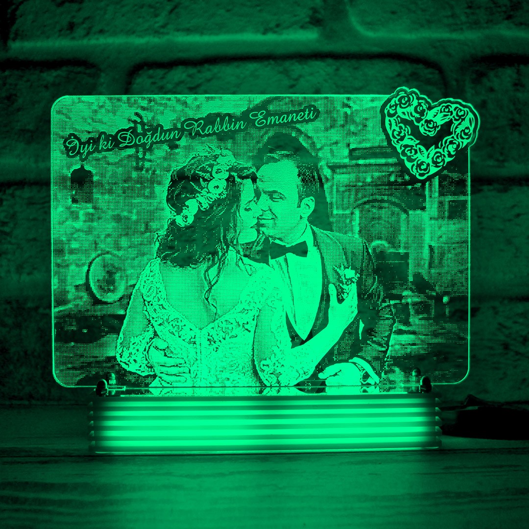 Eşe Hediye Gelin Damat  Fotoğraflı 3D Lamba