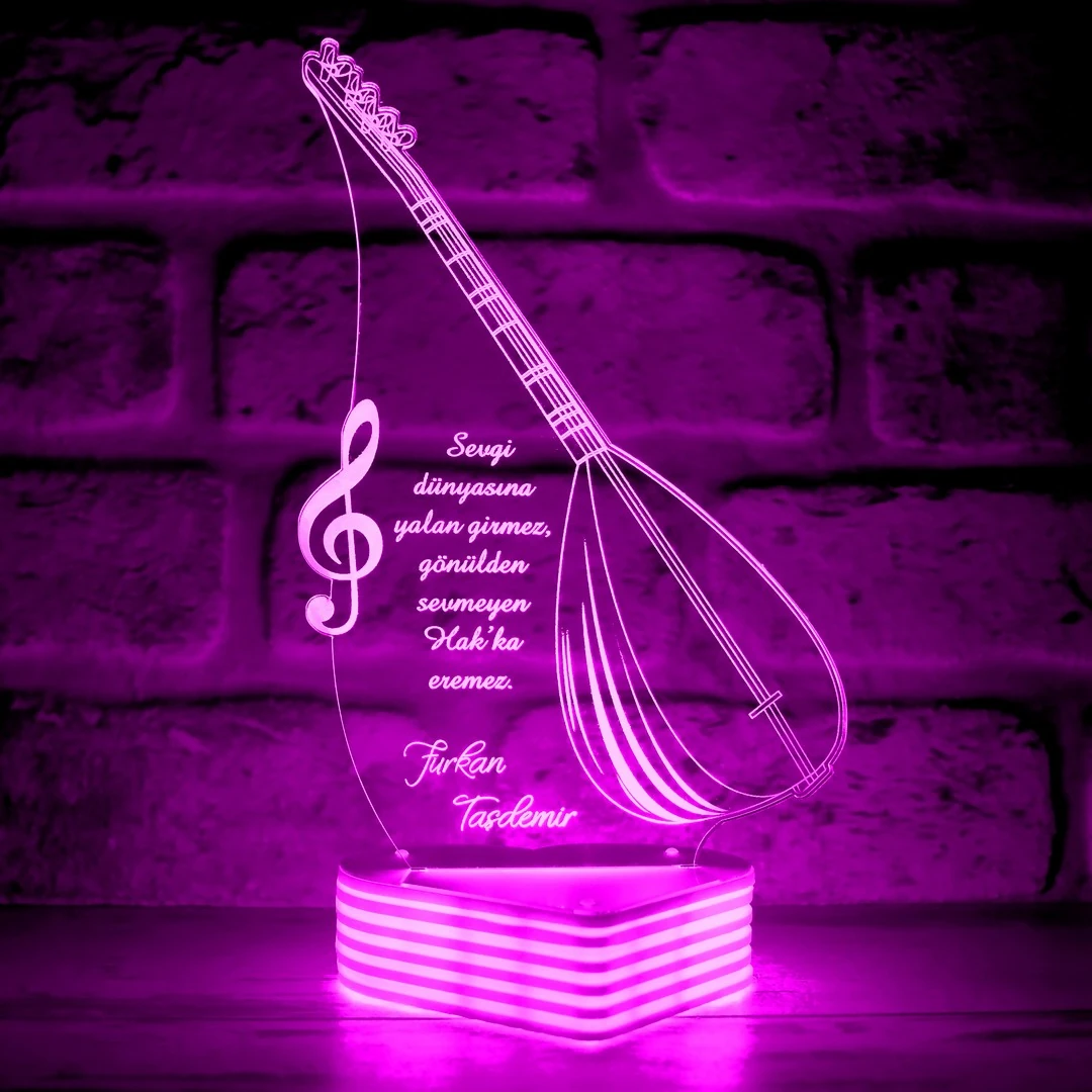 Saz Hediyesi Saz Çalana Saz Hocasına Hediye 3D Lamba