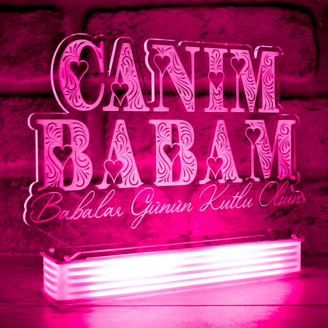 Canım Babama Hediye, Resimli 3D Lamba