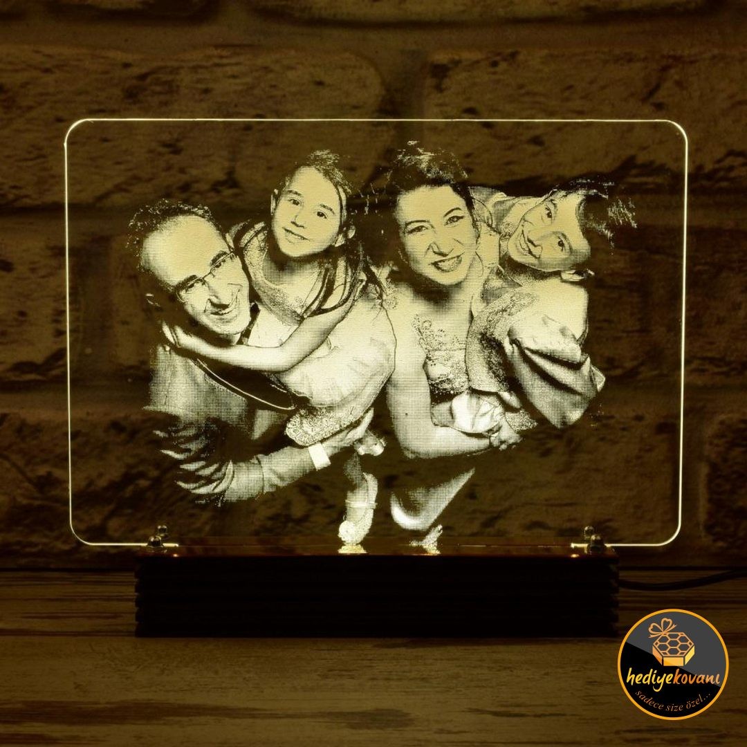 Kişiye Özel, Aile Hediyesi Fotoğraflı LED Lamba