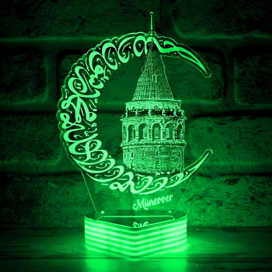 Galata Kulesi Hediyesi Ay Arapça Görselli 3D Lamba
