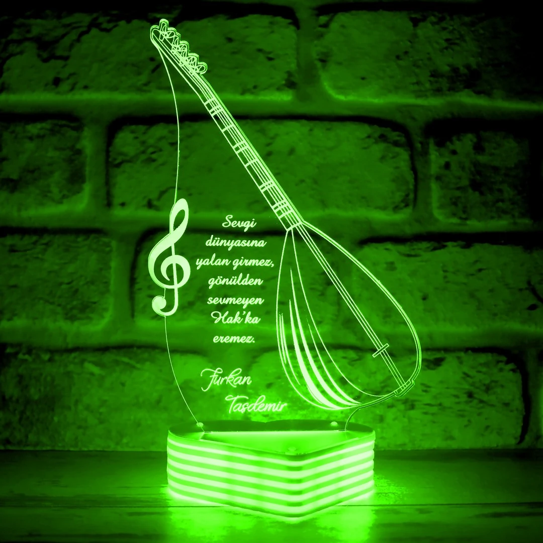 Saz Hediyesi Saz Çalana Saz Hocasına Hediye 3D Lamba