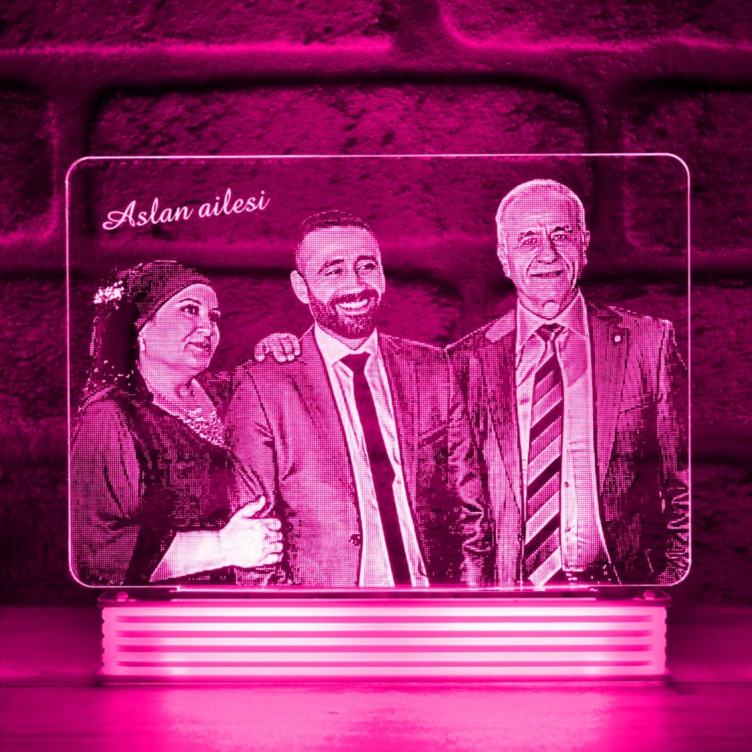Aileye Hediye Anne Babaya Özel Fotoğraflı 3D Lamba