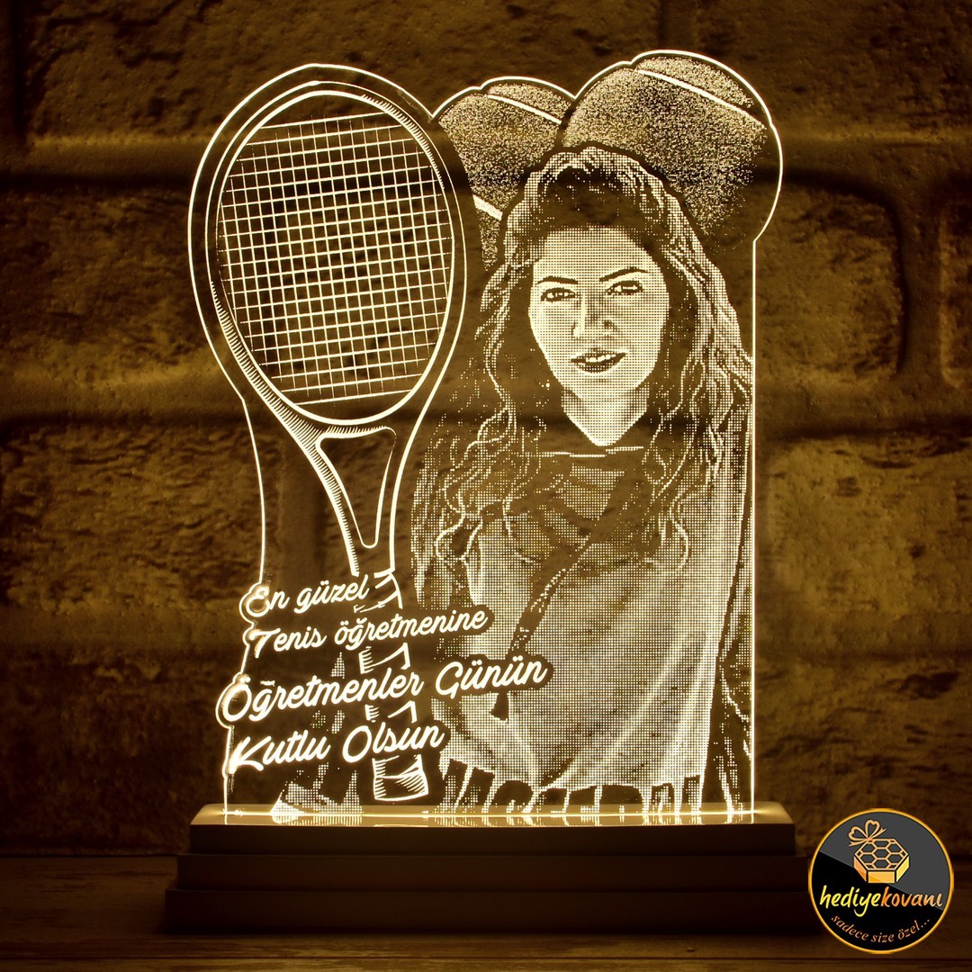 Tenis Hocasına ve Tenisseverlere Hediye Meslek Hediyesi 3D Lamba