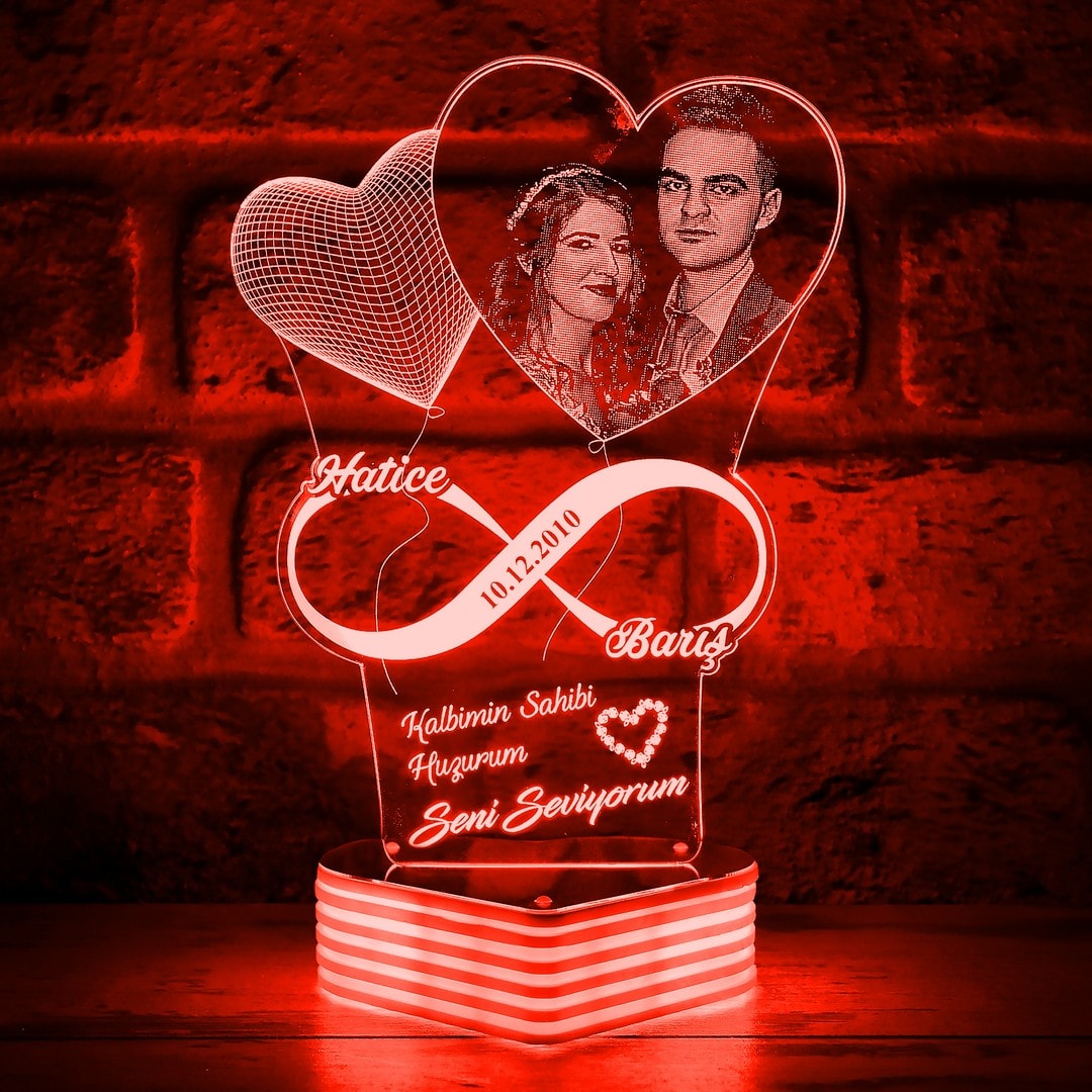Sevgiliye Hediye Fotoğraflı Sonsuzluk 3D Lamba
