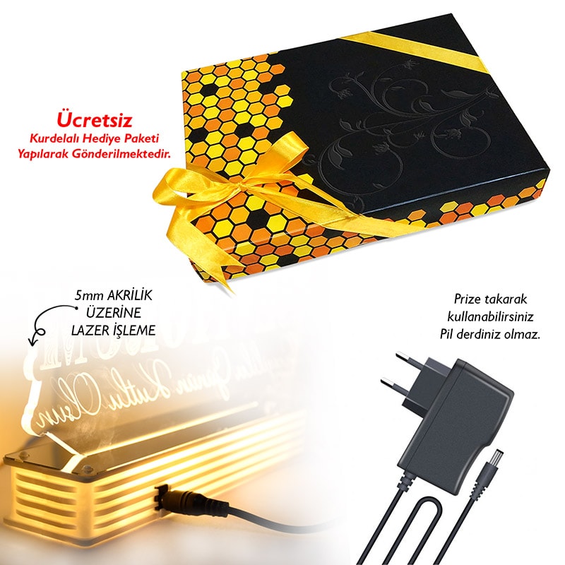 Kalpli Sevgililer Günü Hediyesi , Kişiye Özel 3D LED Lambası