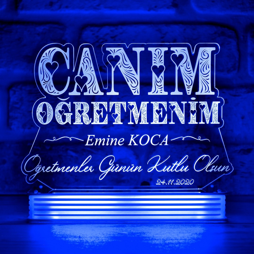 Öğretmenler Günü Hediyesi Canım Öğretmenim 3D LED Lamba