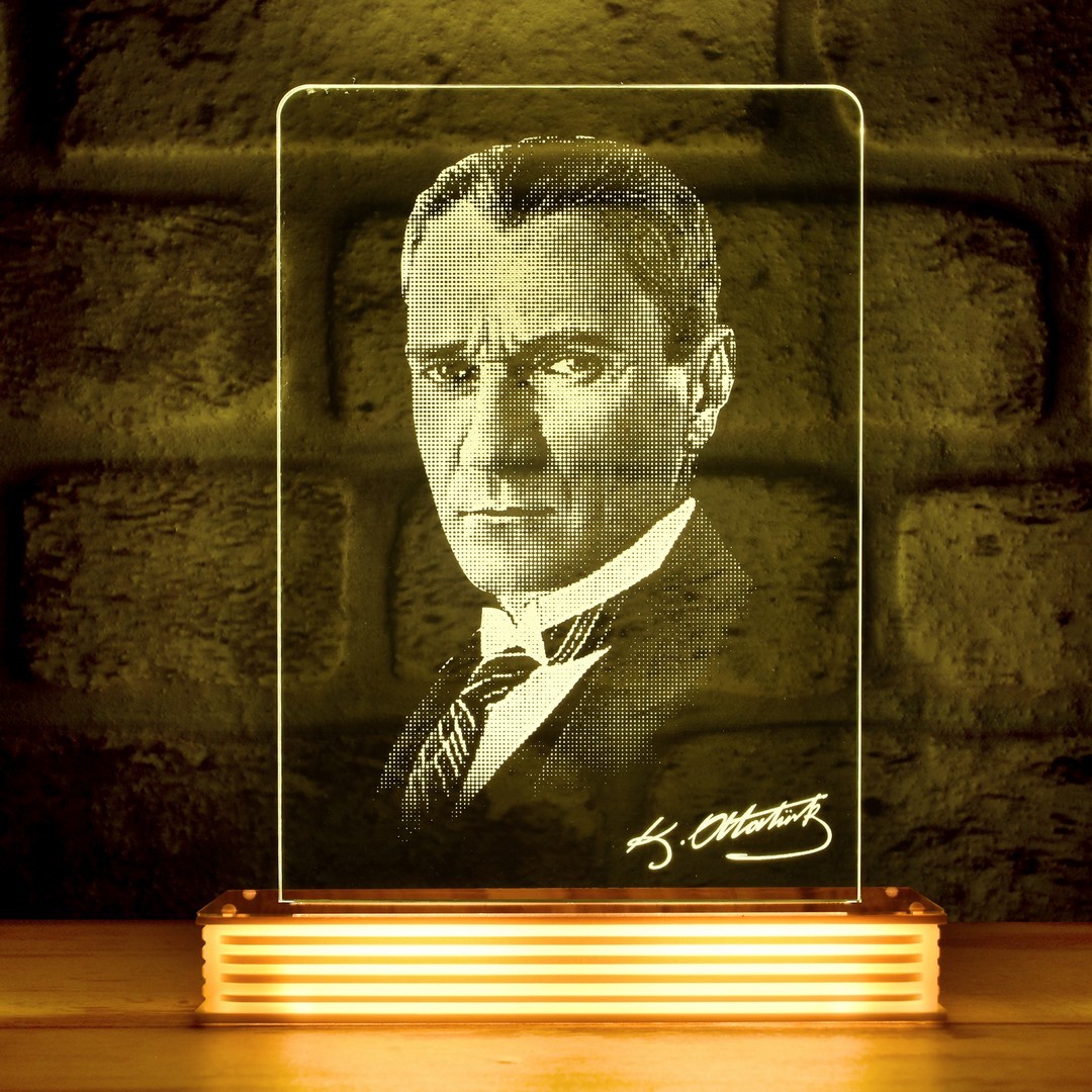 Atatürk Görselli 3D Lamba