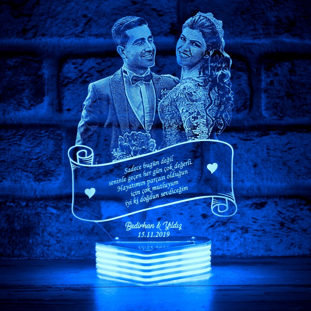Yeni Evlilere, Gelin Damat Hediyesi Led Lamba